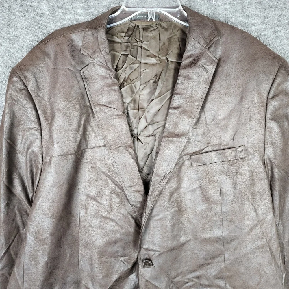 Calvin Klein Blazer Mens 54L Faux Leather Brown EUC